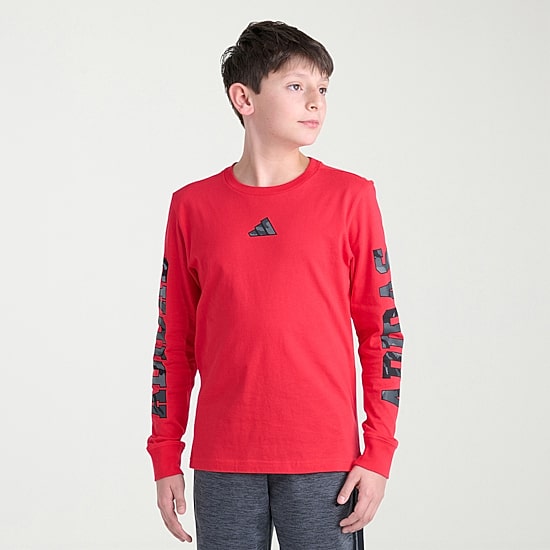 adidas Big Kid Boys Crew Neck Long Sleeve Regular Fit Graphic T-Shirt
