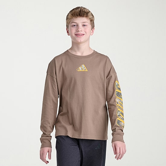adidas Big Kid Boys Crew Neck Long Sleeve Regular Fit Graphic T-Shirt