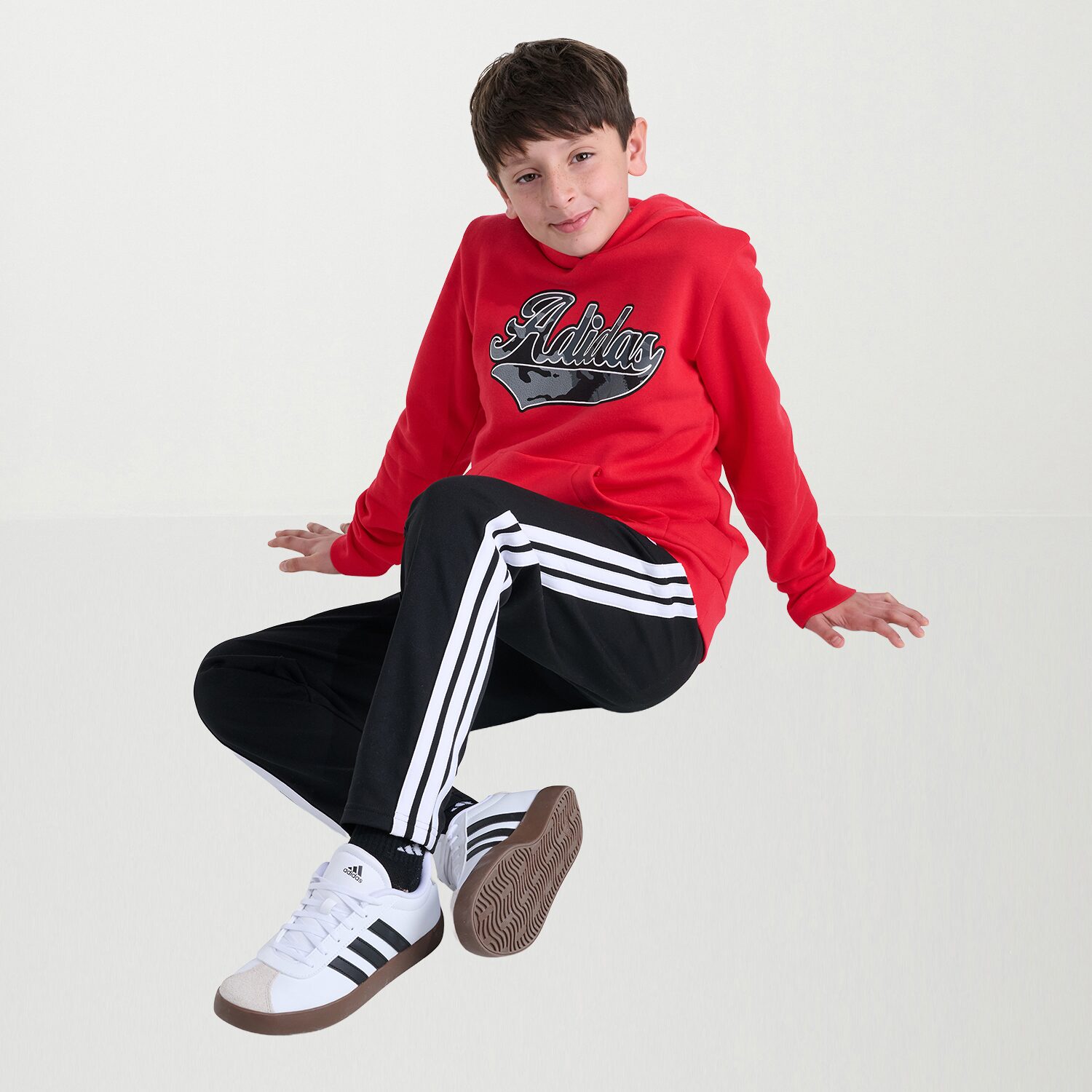 adidas Big Kid Boys Long Sleeve Fleece Active Hoodie