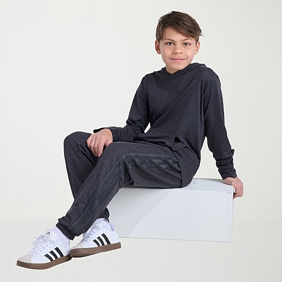 adidas Big Kid Boys Drawstring Waist Cuffed Mid Rise Regular Fit Jogger Pant