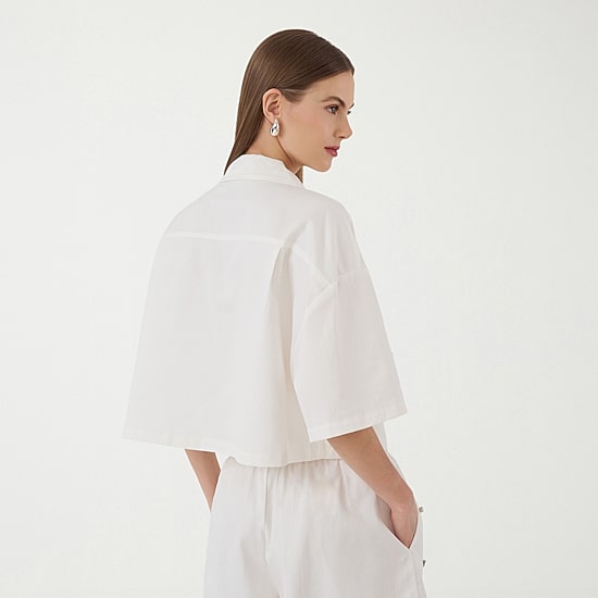 RM Rebecca Minkoff Womens Short Sleeve Boxy Fit Button-Down Shirt