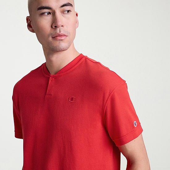 Champion Mens Short Sleeve Regular Fit Henley Shirt