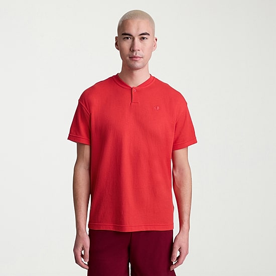 Champion Mens Short Sleeve Regular Fit Henley Shirt