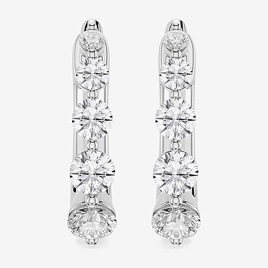 Limited Quantities! (F / Si1) Womens 1/2 CT. T.W. Lab Grown White Diamond Sterling Silver 12.6mm Hoop Earrings