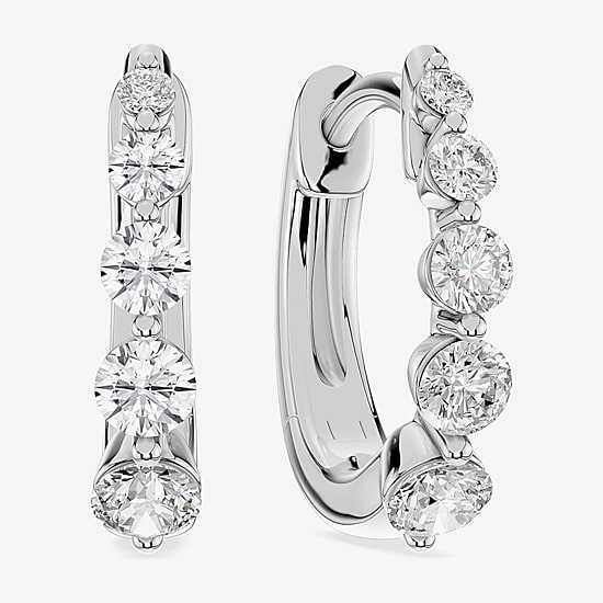 Limited Quantities! (F / Si1) Womens 1/2 CT. T.W. Lab Grown White Diamond Sterling Silver 12.6mm Hoop Earrings