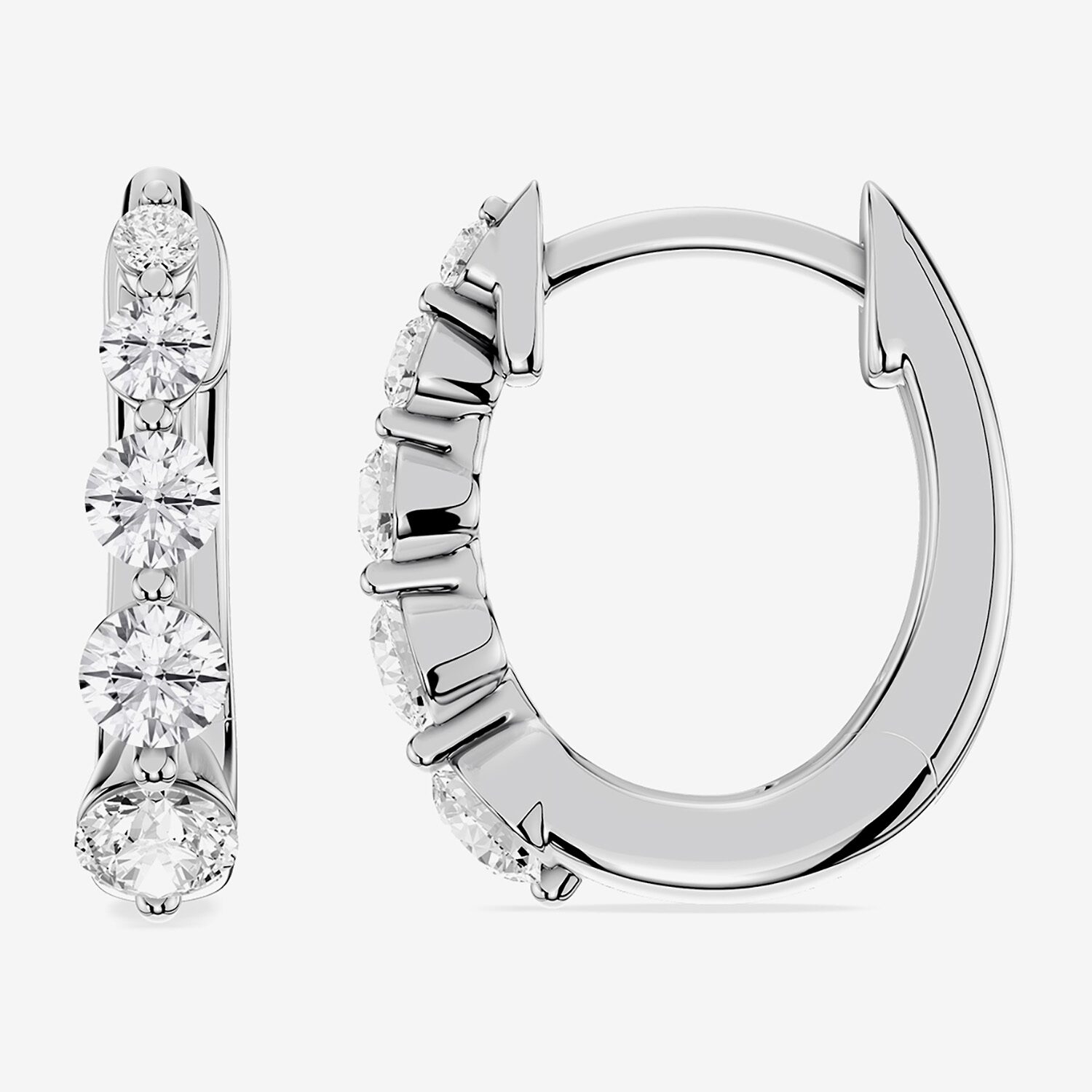 Limited Quantities! (F / Si1) Womens 1/2 CT. T.W. Lab Grown White Diamond Sterling Silver 12.6mm Hoop Earrings