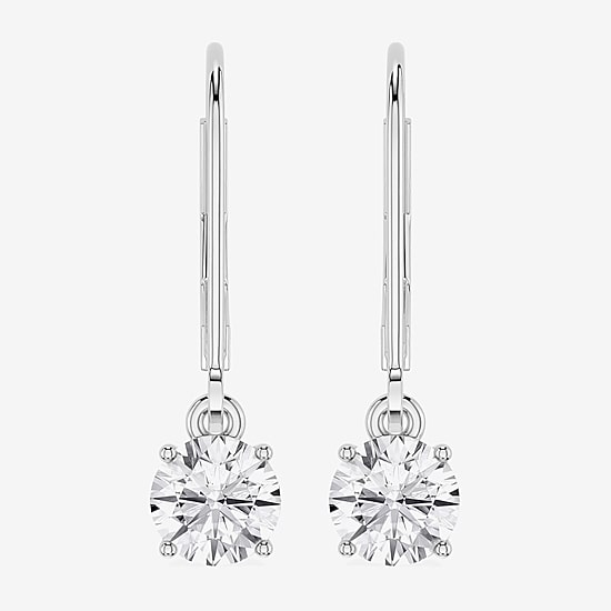 Limited Quantities! (F / Si1) Womens 1 CT. T.W. Lab Grown White Diamond Sterling Silver Round Drop Earrings