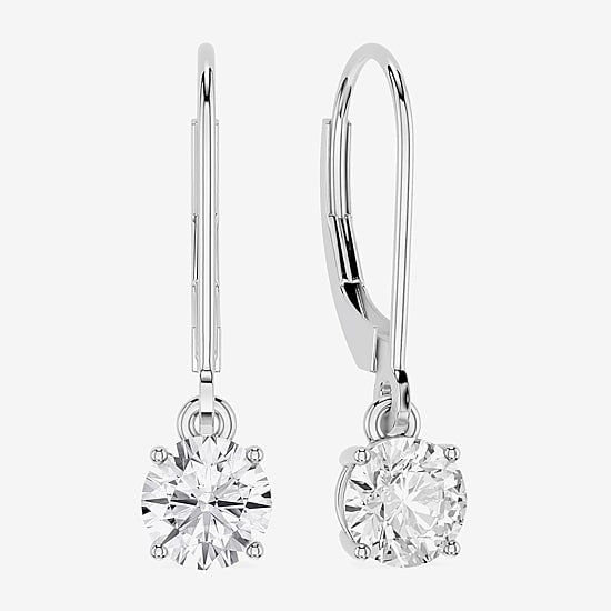Limited Quantities! (F / Si1) Womens 1 CT. T.W. Lab Grown White Diamond Sterling Silver Round Drop Earrings