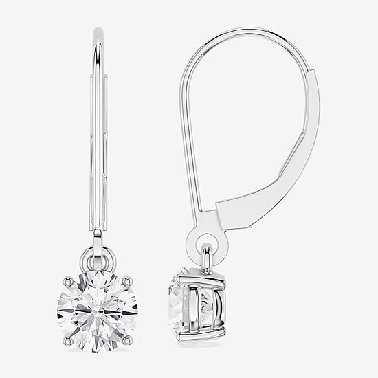 Limited Quantities! (F / Si1) Womens 1 CT. T.W. Lab Grown White Diamond Sterling Silver Round Drop Earrings