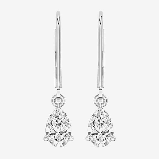 Limited Quantities! (F / Si1) Womens 1 CT. T.W. Lab Grown White Diamond Sterling Silver Pear Drop Earrings