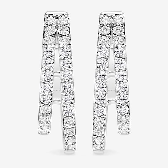 Limited Quantities! (F / Si1) Womens 1/2 CT. T.W. Lab Grown White Diamond Sterling Silver 17.4mm Hoop Earrings