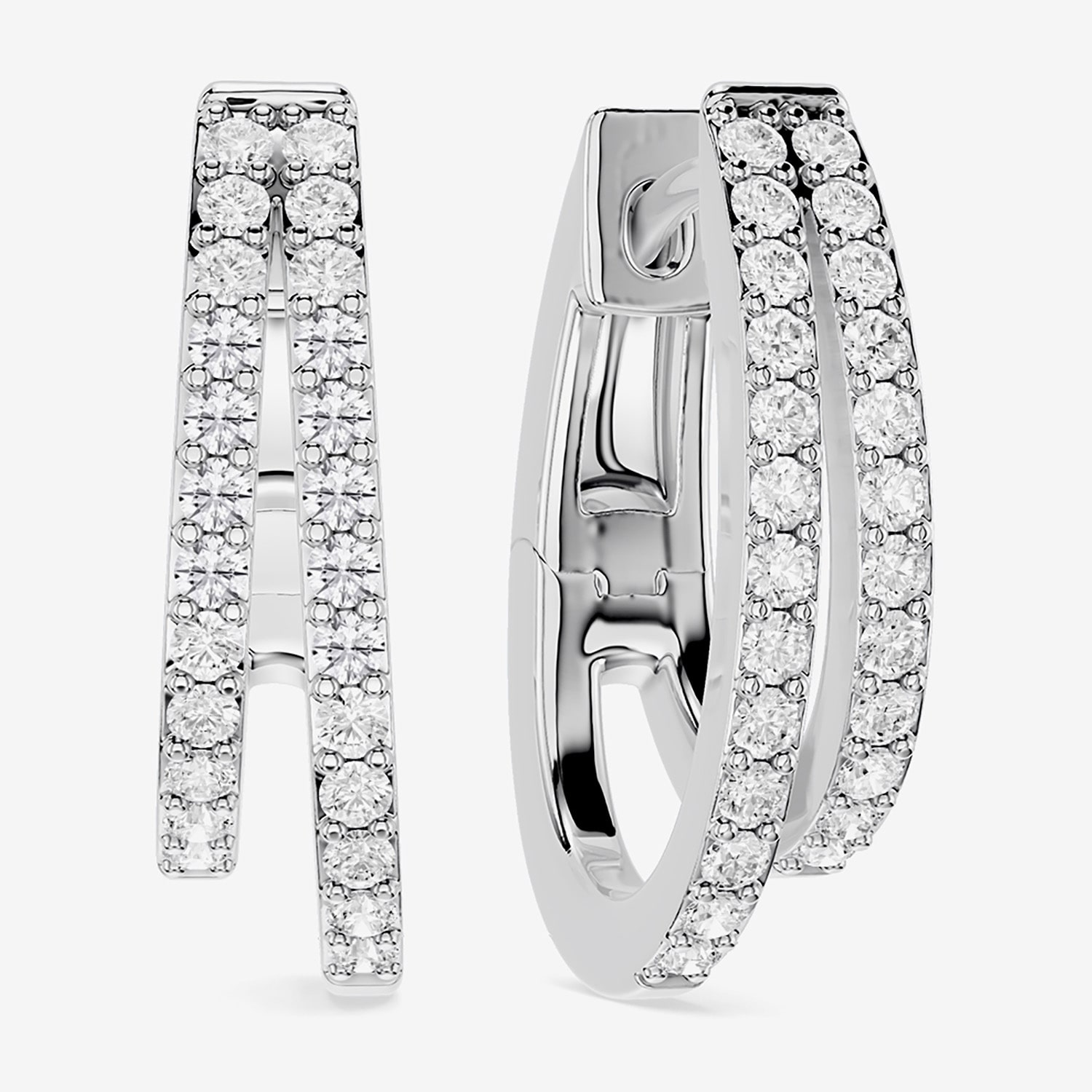 Limited Quantities! (F / Si1) Womens 1/2 CT. T.W. Lab Grown White Diamond Sterling Silver 17.4mm Hoop Earrings
