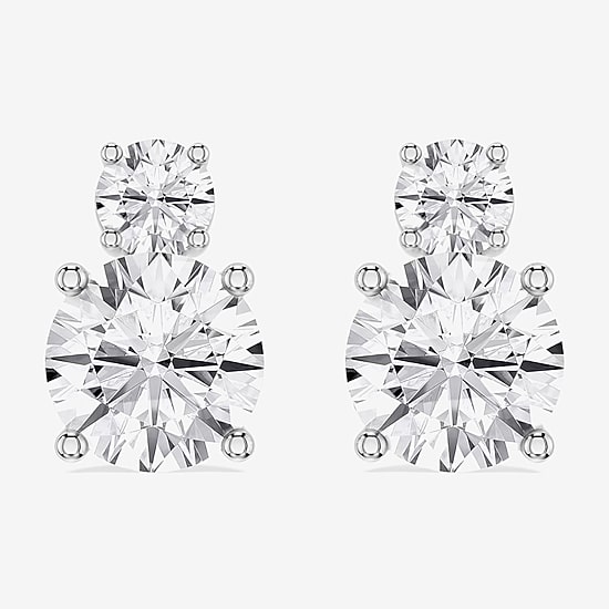 Limited Quantities! (F / Si1) 2 1/6 Ct. T.W. Lab Grown White Diamond Sterling Silver 8.9mm Round Stud Earrings