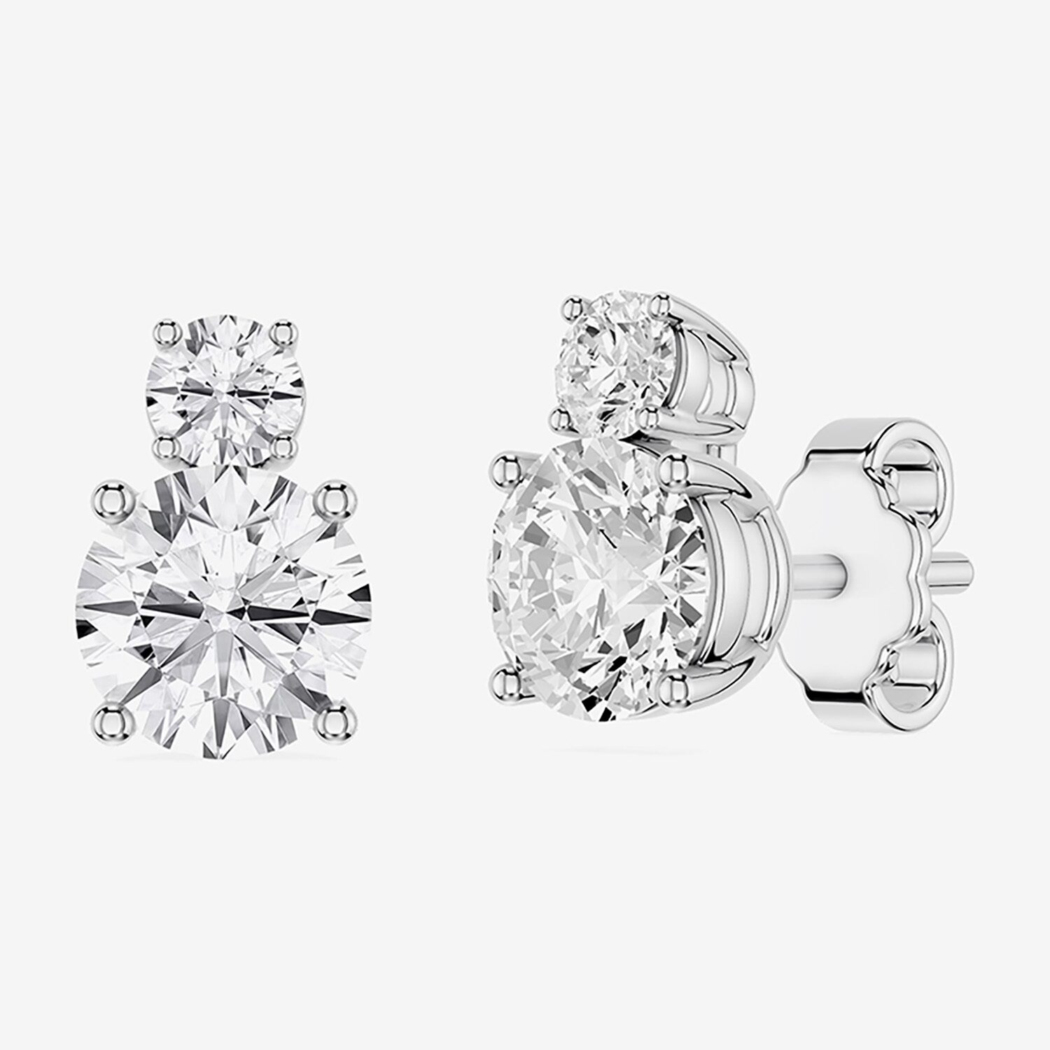 Limited Quantities! (F / Si1) 2 1/6 Ct. T.W. Lab Grown White Diamond Sterling Silver 8.9mm Round Stud Earrings