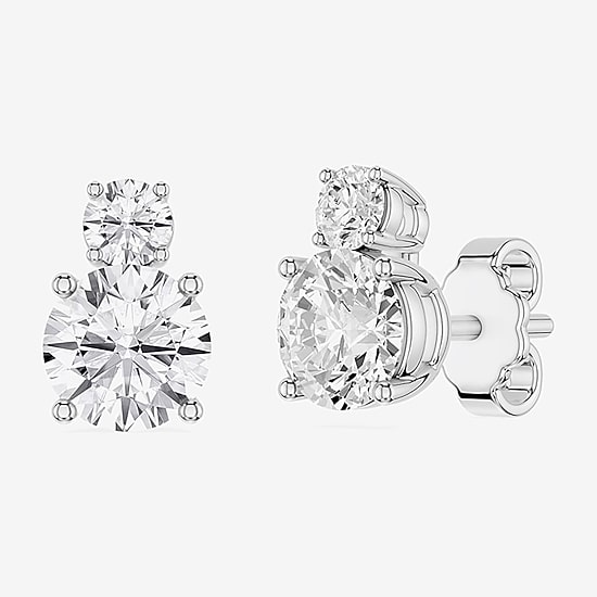 Limited Quantities! (F / Si1) 2 1/6 Ct. T.W. Lab Grown White Diamond Sterling Silver 8.9mm Round Stud Earrings