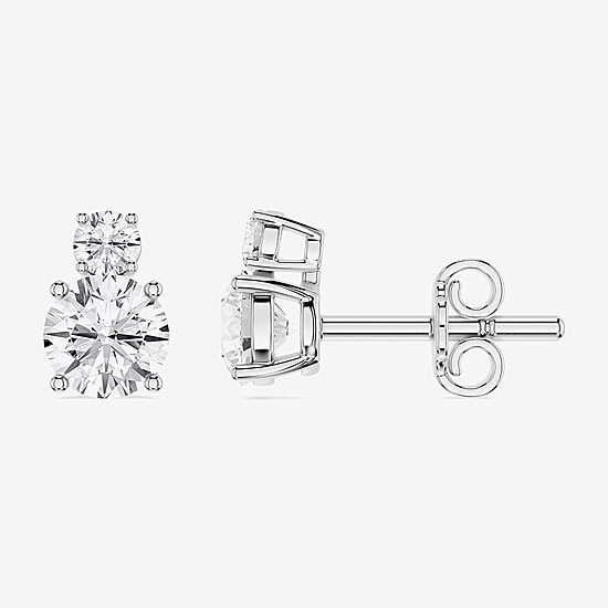 Limited Quantities! (F / Si1) 2 1/6 Ct. T.W. Lab Grown White Diamond Sterling Silver 8.9mm Round Stud Earrings