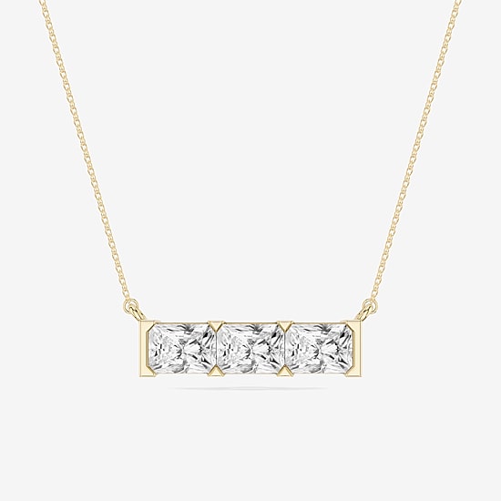 Limited Quantities! (F / Si1) Womens 3 CT. T.W. Lab Grown White Diamond 14K Gold Over Silver Bar 18 Inch Pendant Necklace