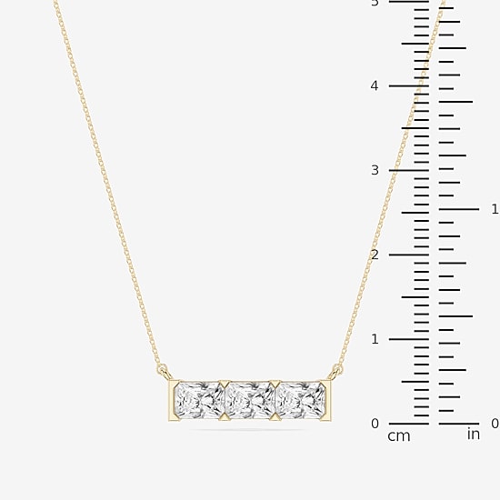 Limited Quantities! (F / Si1) Womens 3 CT. T.W. Lab Grown White Diamond 14K Gold Over Silver Bar 18 Inch Pendant Necklace