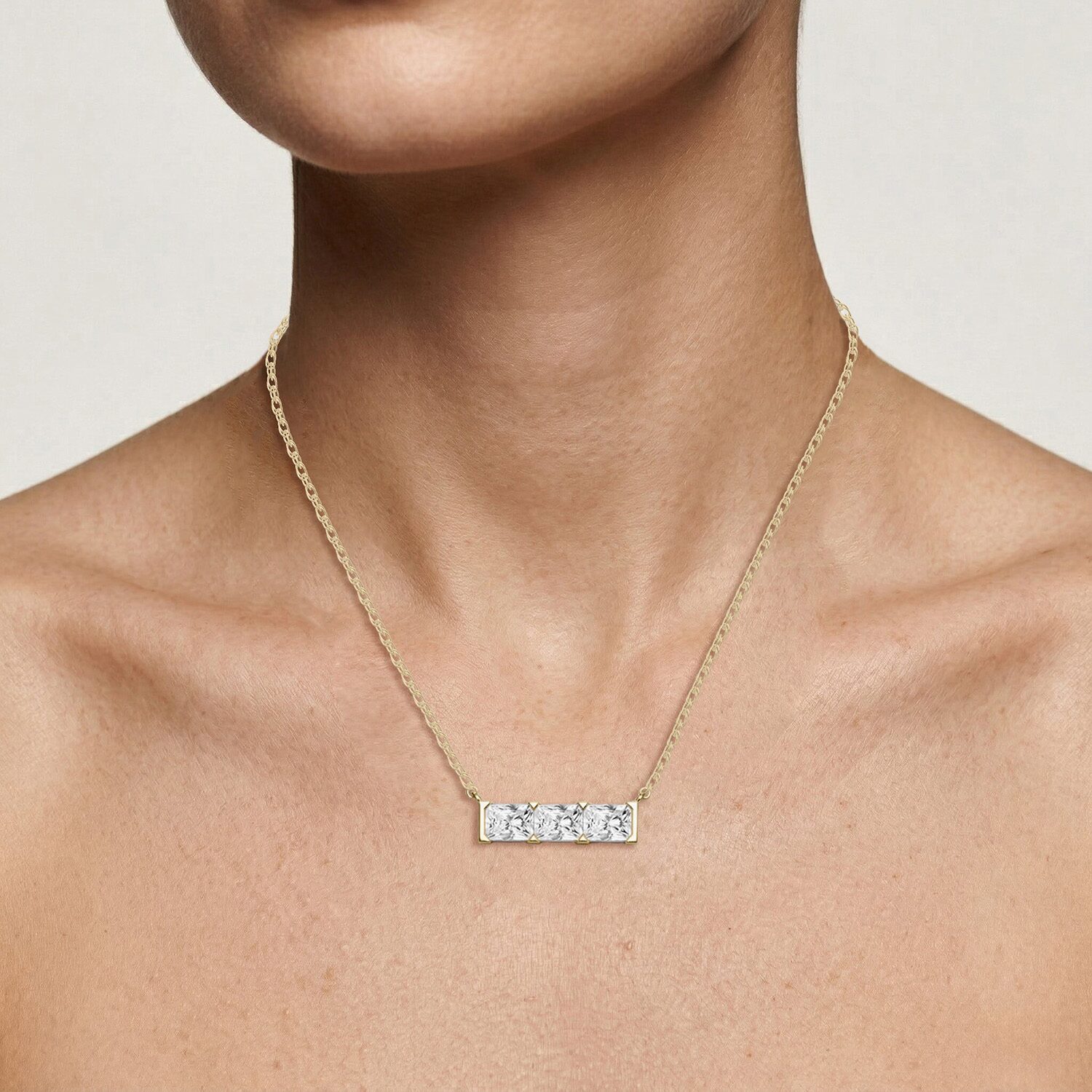Limited Quantities! (F / Si1) Womens 3 CT. T.W. Lab Grown White Diamond 14K Gold Over Silver Bar 18 Inch Pendant Necklace