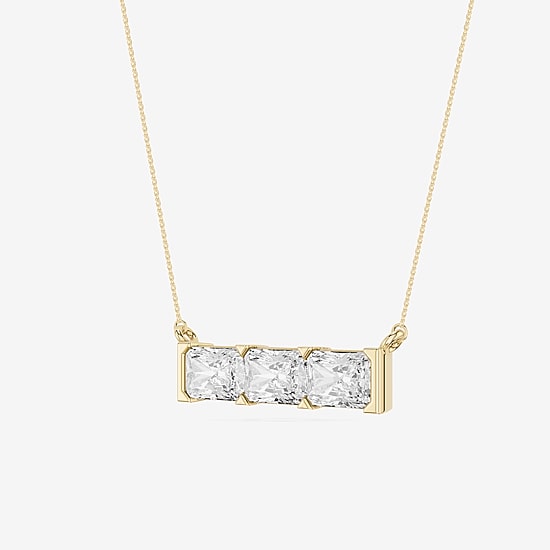 Limited Quantities! (F / Si1) Womens 3 CT. T.W. Lab Grown White Diamond 14K Gold Over Silver Bar 18 Inch Pendant Necklace