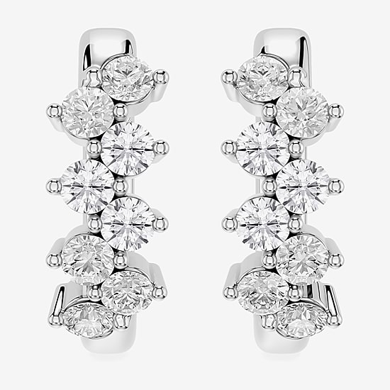 Limited Quantities! (F / Si1) Womens 1/2 CT. T.W. Lab Grown White Diamond Sterling Silver 15.7mm Hoop Earrings