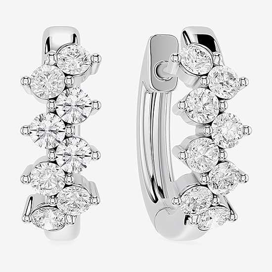Limited Quantities! (F / Si1) Womens 1/2 CT. T.W. Lab Grown White Diamond Sterling Silver 15.7mm Hoop Earrings