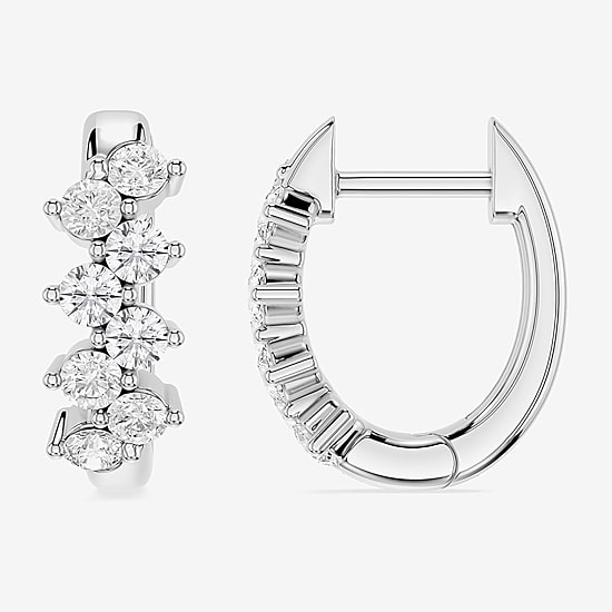 Limited Quantities! (F / Si1) Womens 1/2 CT. T.W. Lab Grown White Diamond Sterling Silver 15.7mm Hoop Earrings
