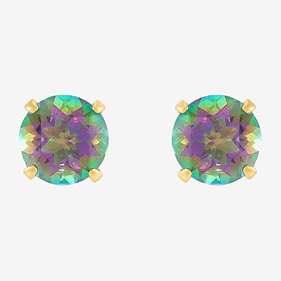 Limited Quantities! Genuine Mystic Fire Topaz 14K Gold 4mm Stud Earrings