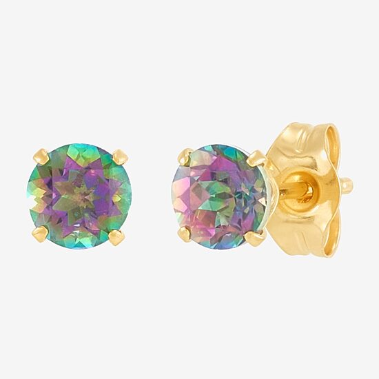 Limited Quantities! Genuine Mystic Fire Topaz 14K Gold 4mm Stud Earrings