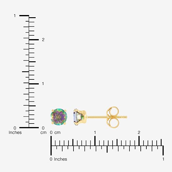 Limited Quantities! Genuine Mystic Fire Topaz 14K Gold 4mm Stud Earrings