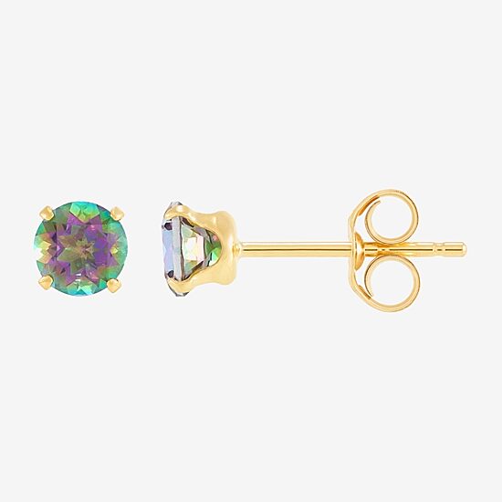Limited Quantities! Genuine Mystic Fire Topaz 14K Gold 4mm Stud Earrings