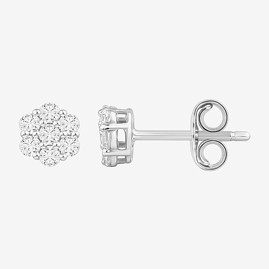 Diamond Blossom 1/4 CT. T.W. Lab Grown White Diamond 10K White or Yellow Gold 5.2mm Flower Stud Earrings