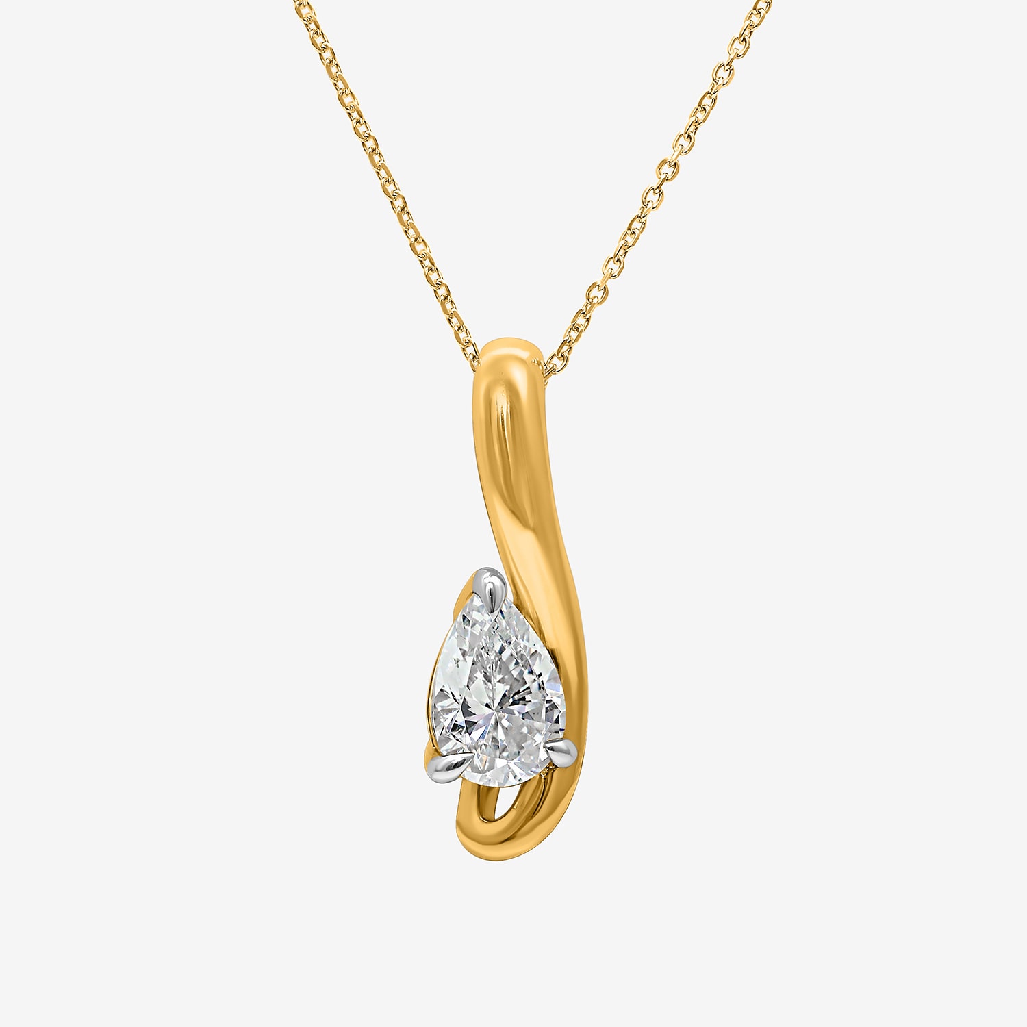 (I/Si2) Womens Lab Grown White Diamond Pear 18 Inch Pendant Necklace