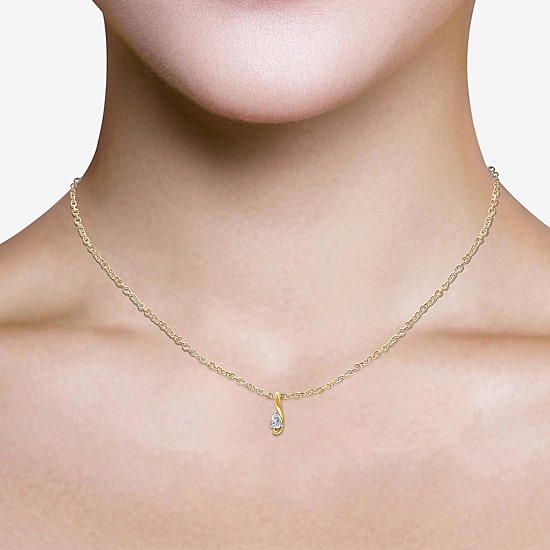 (I/Si2) Womens Lab Grown White Diamond Pear 18 Inch Pendant Necklace