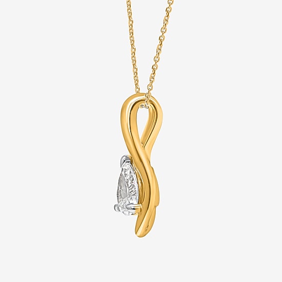 (I/Si2) Womens Lab Grown White Diamond Pear 18 Inch Pendant Necklace