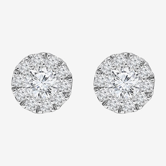 (I/Si2) 1 CT. T.W. Lab Grown White Diamond Sterling Silver 3.2mm Round Stud Earrings