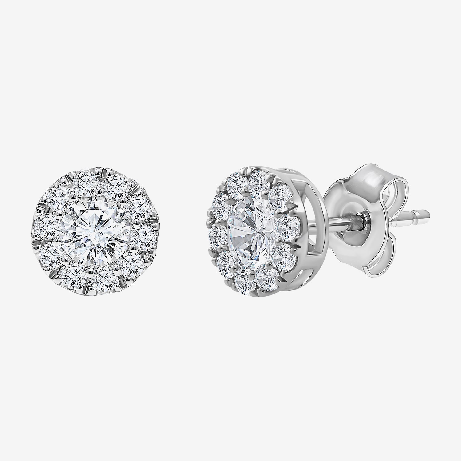 (I/Si2) 1 CT. T.W. Lab Grown White Diamond Sterling Silver 3.2mm Round Stud Earrings