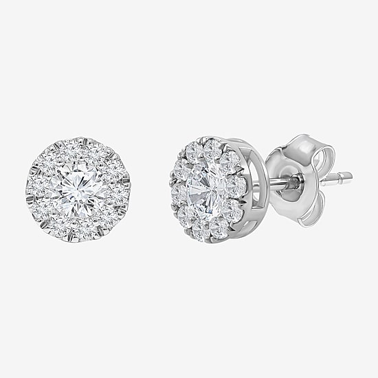 (I/Si2) 1 CT. T.W. Lab Grown White Diamond Sterling Silver 3.2mm Round Stud Earrings