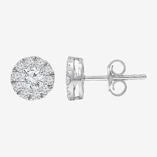 (I/Si2) 1 CT. T.W. Lab Grown White Diamond Sterling Silver 3.2mm Round Stud Earrings