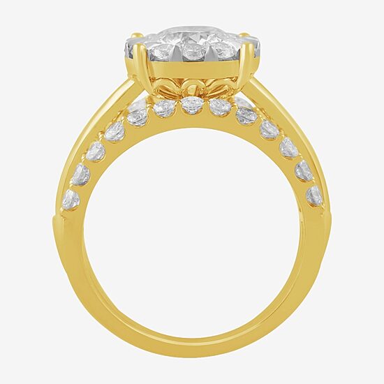 (G / Si2) Womens 3 1/2 CT. T.W Lab Grown White Diamond 10K Gold Round Side Stone Wedding Bridal Set
