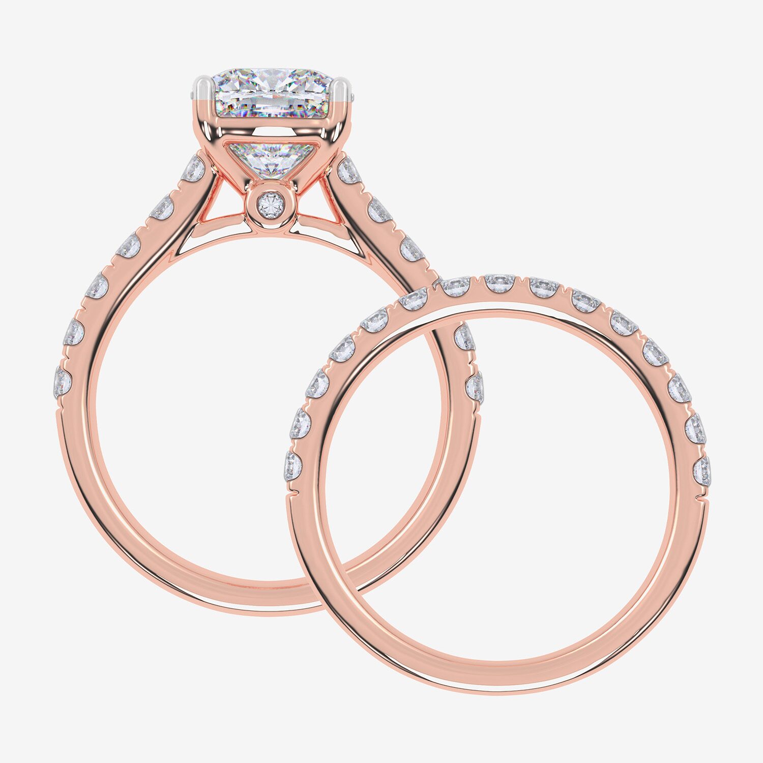 Signature By Modern Bride (G-H / Vs2-Si1) Womens 2 CT. T.W. Lab Grown White Diamond 14K Gold Cushion Side Stone Bridal Set