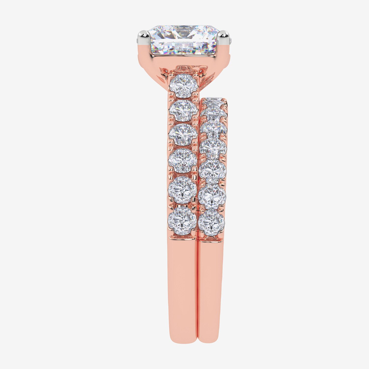 Signature By Modern Bride (G-H / Vs2-Si1) Womens 2 CT. T.W. Lab Grown White Diamond 14K Gold Cushion Side Stone Bridal Set