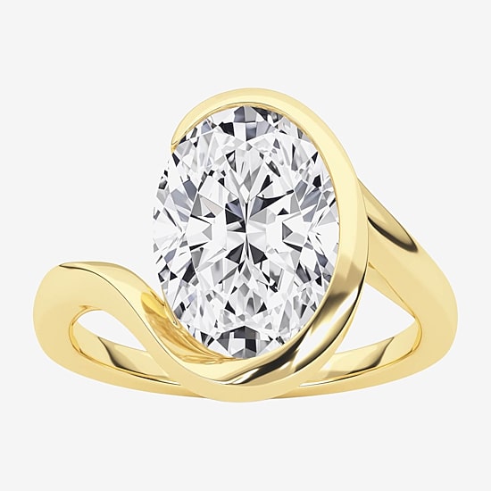 Grown Gorgeous (F / Vs2) Womens 2 1/4 CT. Lab Grown White Diamond 14K Gold Oval Solitaire Engagement Ring