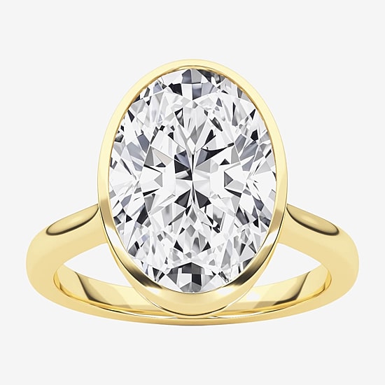 Grown Gorgeous (F / Vs2) Womens 3 1/2 CT. T.W Lab Grown White Diamond 14K Gold Oval Engagement Ring