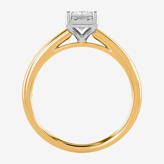 (I / Si2) Womens 1 CT. Lab Grown White Diamond Sterling Silver Solitaire Engagement Ring