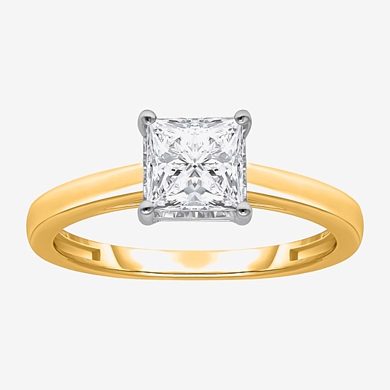 (I / Si2) Womens 1 CT. Lab Grown White Diamond Sterling Silver Solitaire Engagement Ring