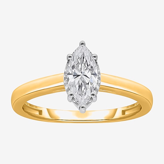 (I / Si2) Womens 1 CT. Lab Grown White Diamond Sterling Silver Marquise Solitaire Engagement Ring