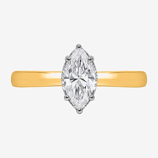 (I / Si2) Womens 1 CT. Lab Grown White Diamond Sterling Silver Marquise Solitaire Engagement Ring