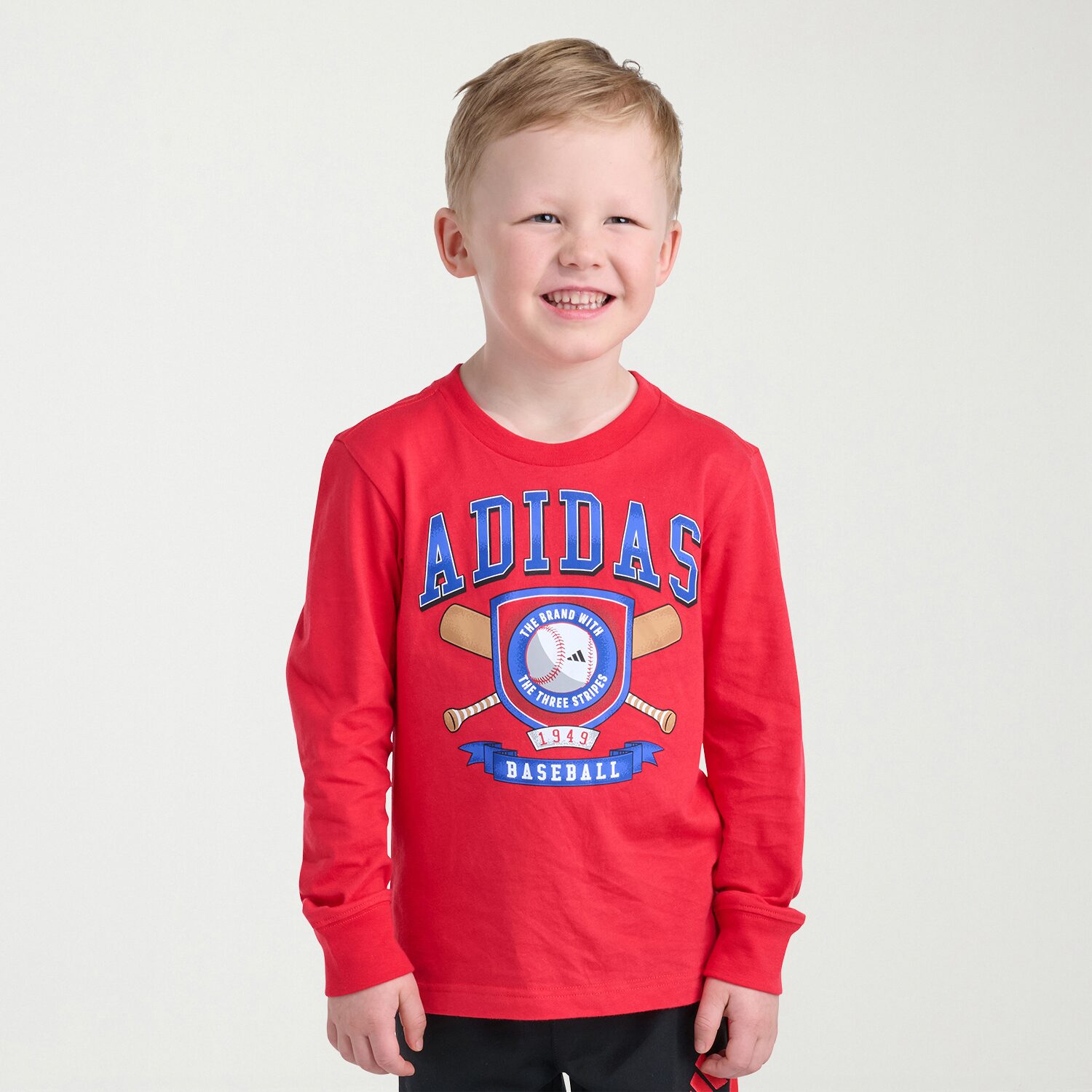 adidas Toddler Boys Crew Neck Long Sleeve Regular Fit Graphic T-Shirt