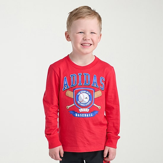 adidas Toddler Boys Crew Neck Long Sleeve Regular Fit Graphic T-Shirt